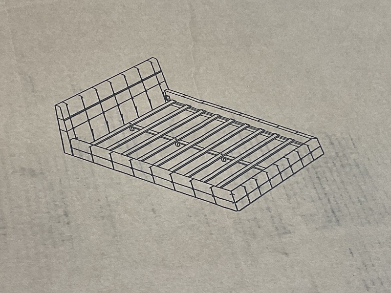 Photo 2 of **ONLY BOX 1 OF 2** DHP Rose Upholstered Platform Bed with Button Tufted Headboard and Footboard, No Box Spring Needed, QUEEN WHITE 