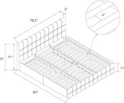 Photo 1 of **ONLY BOX 1 OF 2** DHP Rose Upholstered Platform Bed with Button Tufted Headboard and Footboard, No Box Spring Needed, QUEEN WHITE 