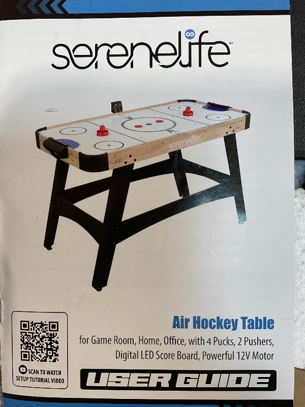 Photo 2 of SereneLife 58" Air Hockey Game Table with 2X Stronger Motor, Digital LED Scoreboard, Puck Dispenser & Complete Accessories