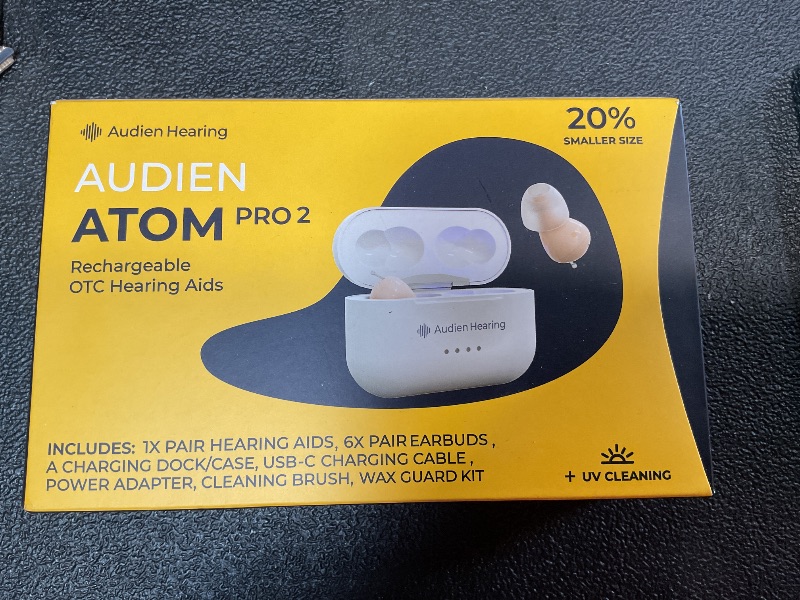 Photo 2 of Audien ATOM PRO 2 Wireless Rechargeable OTC Hearing Aid, Premium Comfort Design and Nearly Invisible