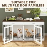 Photo 1 of Large Double Dog Crate Furniture with Divider and 2 Drawers for 2 Medium or Large Dogs