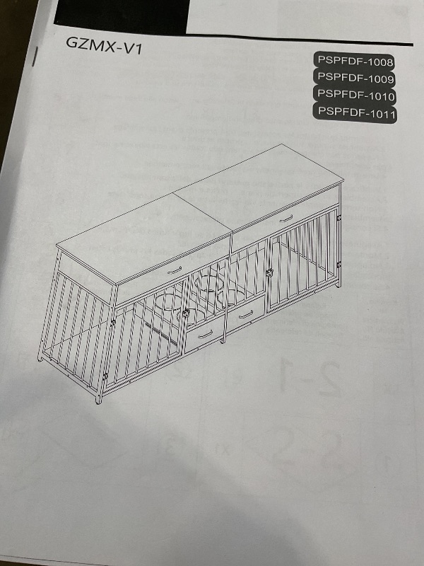 Photo 4 of Large Double Dog Crate Furniture with Divider and 2 Drawers for 2 Medium or Large Dogs