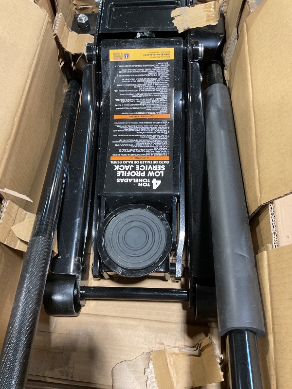 Photo 1 of Torin AT84007NB Hydraulic Low Profile Service/Floor Jack with Dual Piston Quick Lift Pump, 4 Ton (8,000 lb) Capacity, Black