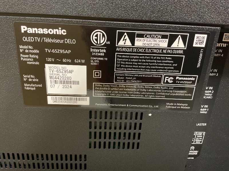 Photo 3 of **parts only** SCREEN IS CRACKED**Panasonic Z95 Series (Newest Model) 65-inch OLED 4K Ultra HD Smart TV with Fire TV, Dolby Vision IQ, HDR10+ Adaptive, 144Hz Refresh Rate and Hands-Free Alexa - TV-65Z95AP
***does not turn on***