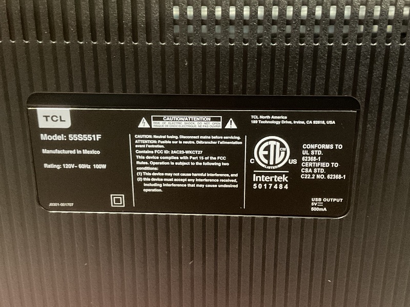 Photo 1 of TCL 55-Inch Class S5 UHD 4K LED Smart TV with Fire TV (55S551F)