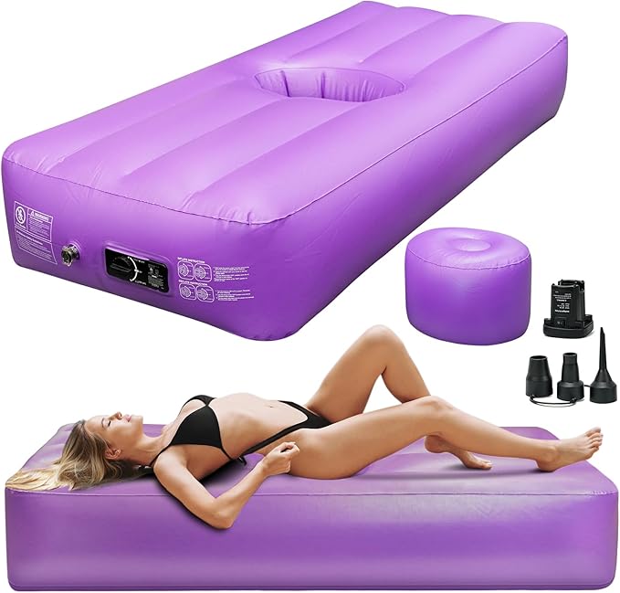 Photo 1 of Newly Upgraded BBL Bed with Built-in Pump BBL Bed After Surgery For Sleeping Brazilian Butt Lift Recovery Pillow After Surgery Inflatable BBL Mattress with Hole For Post Surgery Recovery (Purple)