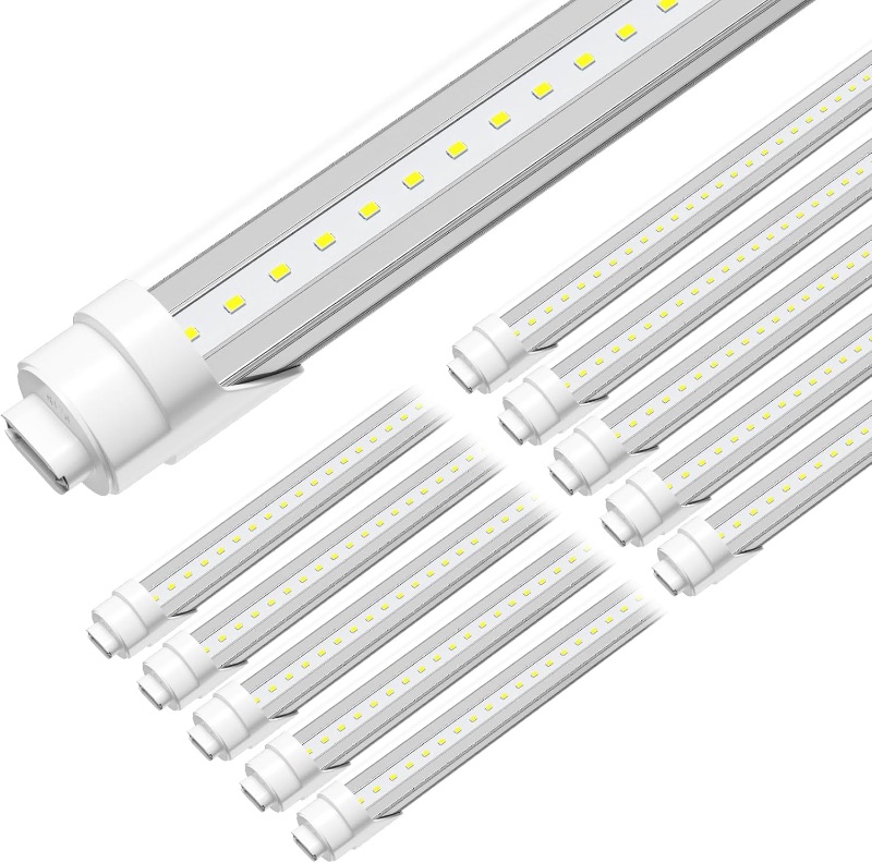 Photo 2 of 8ft R17D LED Tube Light, F96t12 HO 8 Foot Led Bulbs, 96'' 8ft led Shop Light to Replace T8 T12 Fluorescent Light Bulbs, 100-277V Input, 4800LM, Cold White 6000K, Clear Lens (10 Pack)
