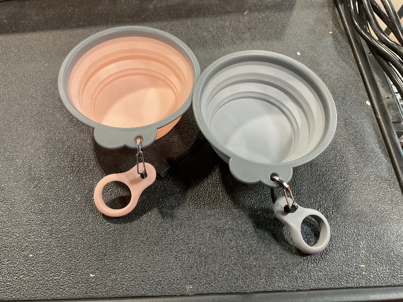 Photo 1 of Aonkey Collapsible Dog Bowls with Bottle Carrier, 2 Pack Travel Dog Water Bowl Upgraded Carabiner, One-Piece Molded Rim No Fall Off or Crack, Foldable Silicone Portable for Pets Walking Hiking 15oz