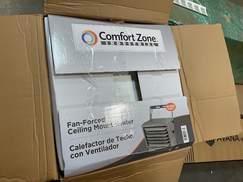 Photo 1 of Comfort Zone Hard-Wired Digital Ceiling Mount Heater with Full-Function Remote, 10,000 Watt, 240 Volt, Fan-Forced, Overheat Protection, Thermostat & 12-Hour Timer, Ideal for Garage & Workshop, CZ260ER