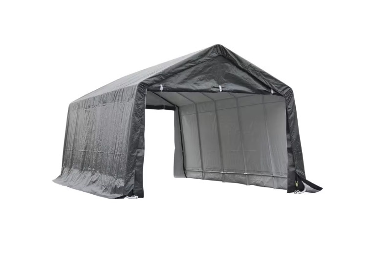 Photo 1 of 12 ft. x 20 ft. x 9 ft. Grey Roof PE Carport Canopy Tent with Durable Construction and A Simple Setup