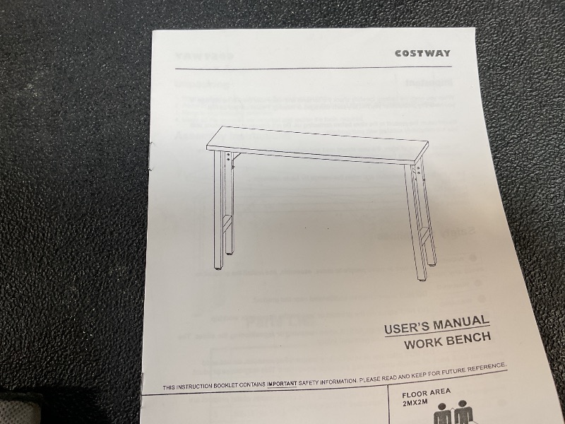 Photo 1 of **Missing HardWare**Goplus Work Bench, 48” Mobile Work Table with Power Outlet, Removable Wheels & Foot Pads, Bamboo Wood Top,1984LBS Capacity,Heavy Duty Tool Bench, Adjustable Rolling Workbench for Garage Home Workshop