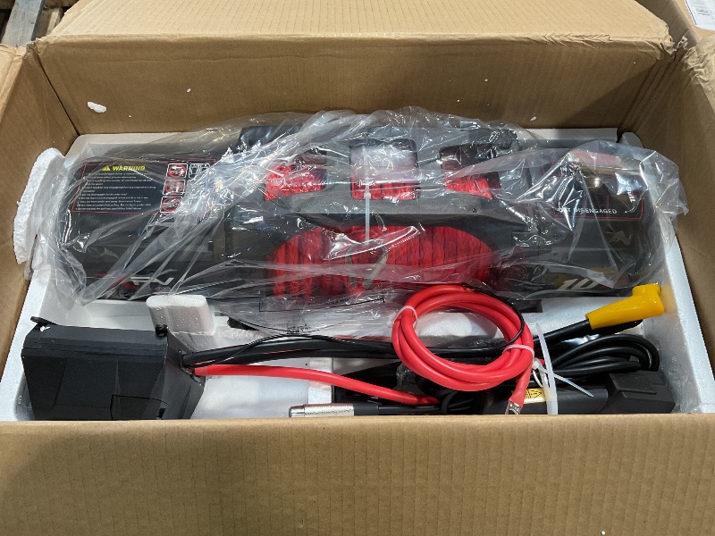 Photo 2 of X-BULL Winch-10000 lb. Load Capacity Electric Winch Kit -12V Synthetic Rope Winch,Waterproof IP67 Electric Winch with Hawse Fairlead, with Wireless Handheld Remote and Corded Control Recovery