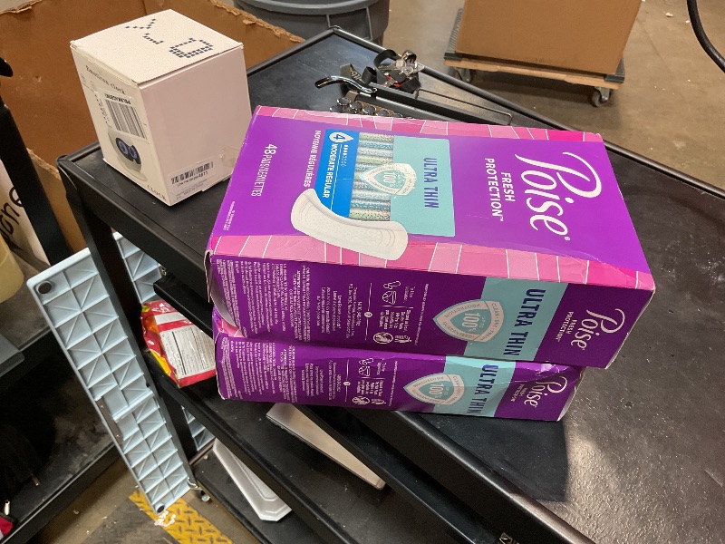 Photo 1 of Poise Ultra Thin Incontinence Pads & Postpartum Incontinence Pads, 4 Drop Moderate Absorbency, Regular Length, 144 Count (2 Packs of 48), Packaging May Vary