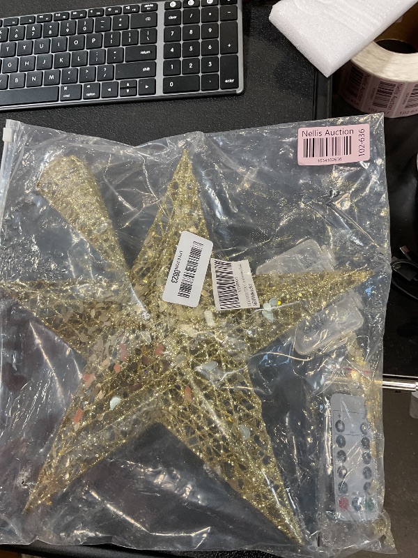 Photo 2 of 12.2 inch Christmas Tree Topper LED Star Treetop Decoration Christmas Decorations (Gold)