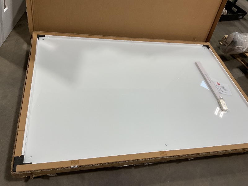 Photo 1 of J&J worldwide Glass Dry Erase Board 6' x 3', Glass Whiteboard Magnetic, Large Frameless Glass White Boards for Walls, Includes Magnets, Marker Tray, Eraser for Office, Home, School