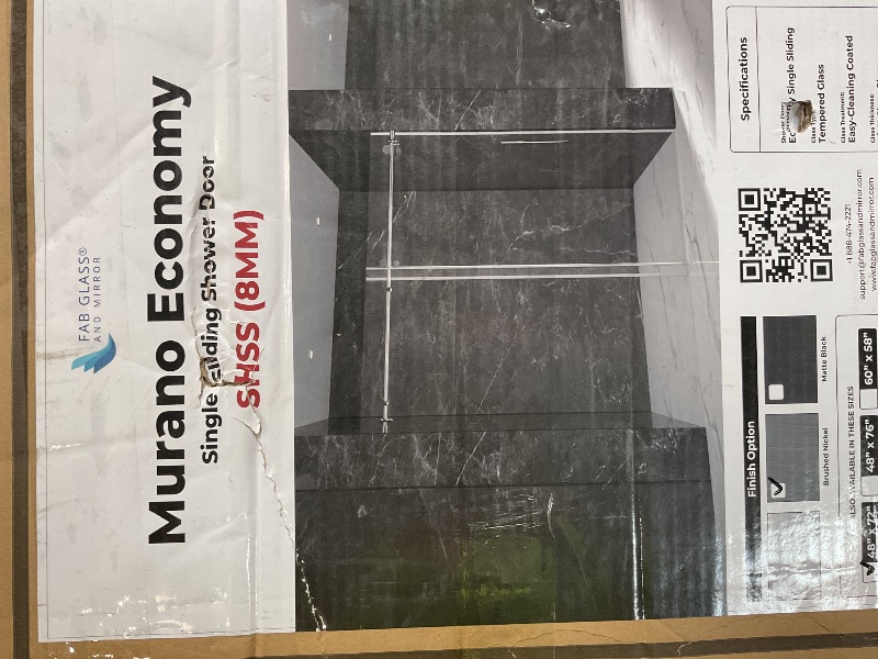 Photo 1 of Murano Economy Single Sliding
Shower Door 5/16" Thick Glass 60 X
62 Chrome