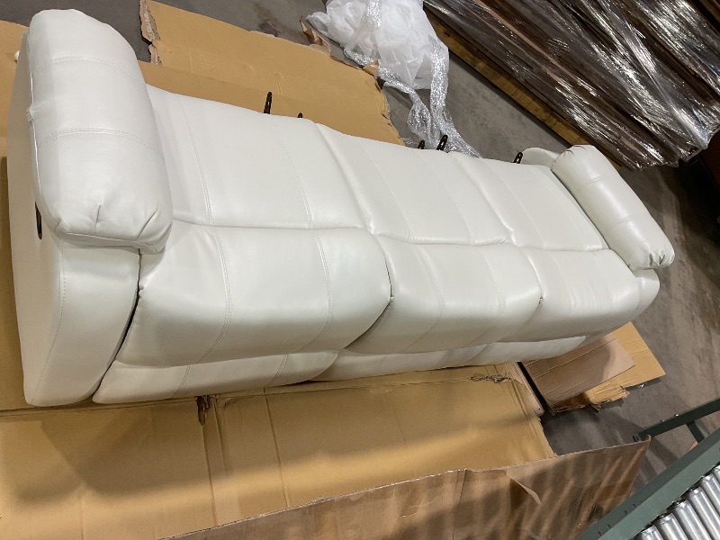 Photo 2 of **Incomplete Set**
SIENWIEY White Leather Power Recliner Sofa with LED Light?84" Luxurious Power Double Reclining Sofa with Drop Down Table Wireless Charge/USB Port for Home Theater Seating Living Room Furniture