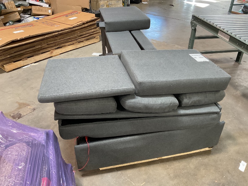 Photo 1 of YOPTO 81.5" Sleeper Sectional Sofa,Upholstered Sectional Storage Chaise and Pull,Reversible L-Shape Couch,w/ 3 Back Cushions,for Living Room,Office,Apartment,Dark Grey