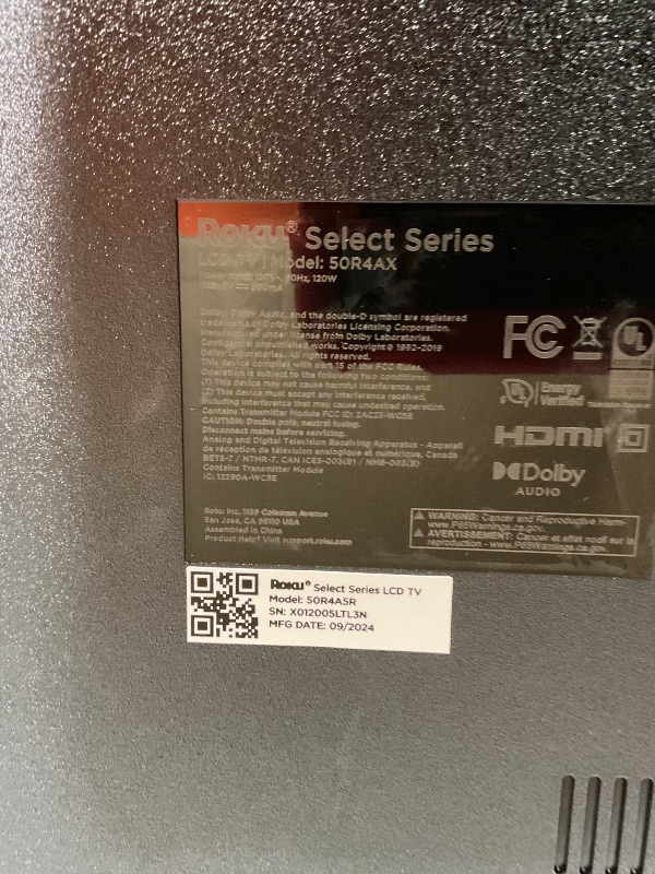 Photo 2 of **CHECK COMMENTS** Roku Smart TV – 50-Inch Select Series 4K HDR RokuTV with Roku Enhanced Voice Remote, Brilliant 4K Picture, Automatic Brightness, & Seamless Streaming – Live Local News, Sports, Family Entertainment