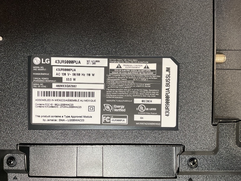 Photo 1 of LG 43-Inch Class UR9000 Series Alexa Built-in 4K Smart TV (3840 x 2160),Bluetooth, Wi-Fi, USB, Ethernet, HDMI 60Hz Refresh Rate, AI-Powered 4K