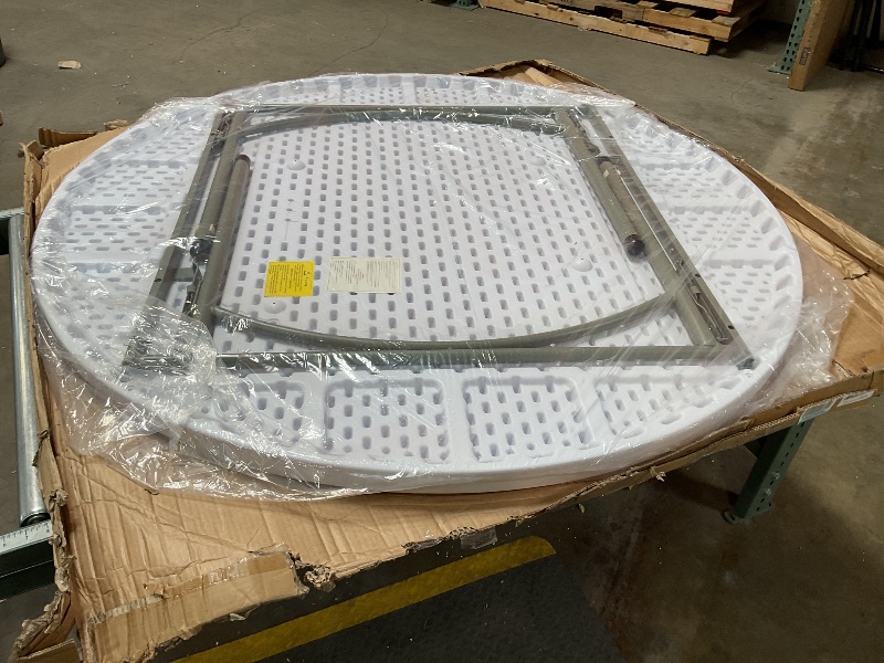 Photo 1 of Flash Furniture 5' Round All-Occasion Plastic Folding Event Table for Parties and Trade Shows, Folding Banquet Table for Indoor/Outdoor Events, White