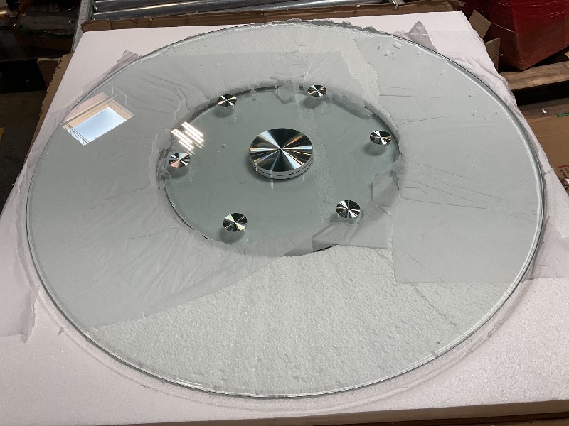 Photo 2 of 36" Large Tempered Glass Lazy Susan Turntable - Silent & Smooth Swivel Serving Plate for Dining Table Centerpiece for Family Gatherings, Banquets, and Weddings, Great Gift for New Homes