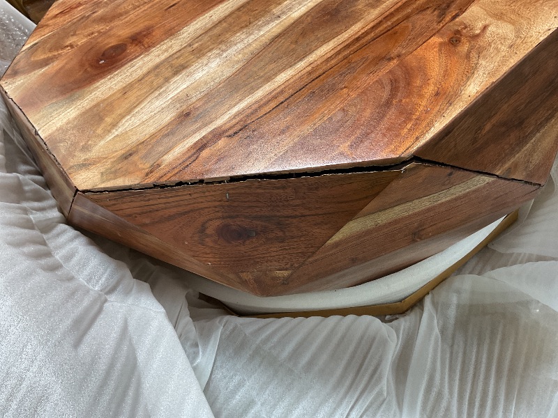 Photo 4 of **TABLE DAMAGED, SEE PICTURES** The Urban Port 33-Inch Diamond Shape Acacia Wood Coffee Table with Smooth Top, Natural Brown