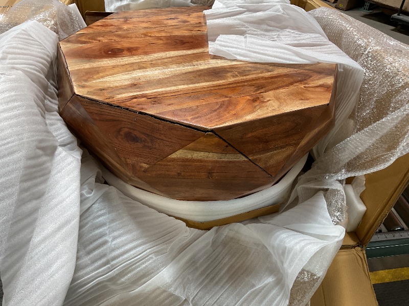 Photo 2 of **TABLE DAMAGED, SEE PICTURES** The Urban Port 33-Inch Diamond Shape Acacia Wood Coffee Table with Smooth Top, Natural Brown