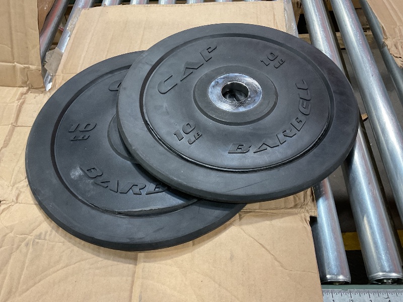 Photo 2 of **WEIGHTS SPLIT AROUND MIDDLE, SEE PICTURES** CAP Barbell Best Olympic Bumper Plate Set, Black, 10 lb Pair