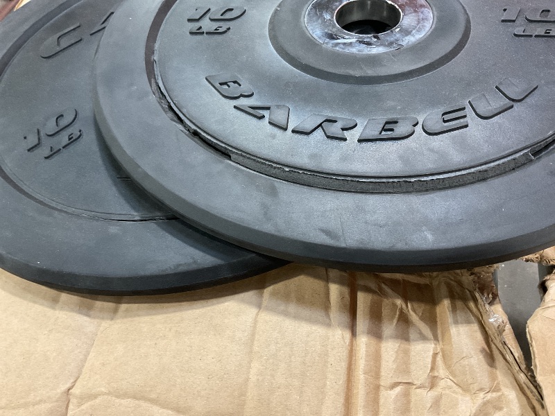 Photo 3 of **WEIGHTS SPLIT AROUND MIDDLE, SEE PICTURES** CAP Barbell Best Olympic Bumper Plate Set, Black, 10 lb Pair