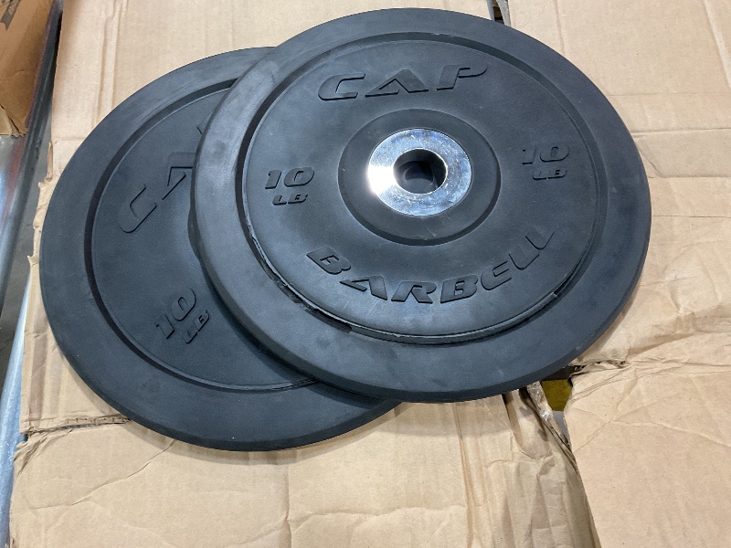 Photo 2 of **WEIGHTS SPLIT AROUND MIDDLE, SEE PICTURES** CAP Barbell Best Olympic Bumper Plate Set, Black, 10 lb Pair