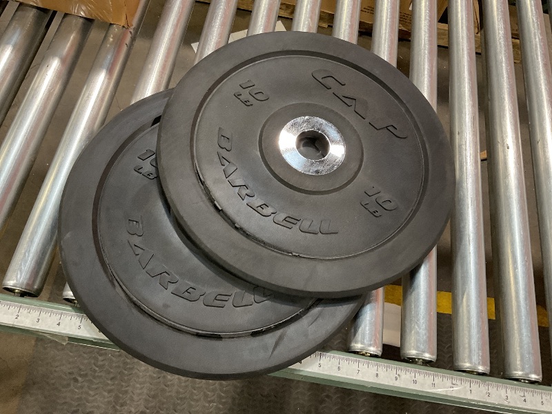 Photo 2 of **WEIGHTS SPLIT AROUND MIDDLE, SEE PICTURES** CAP Barbell Best Olympic Bumper Plate Set, Black, 10 lb Pair