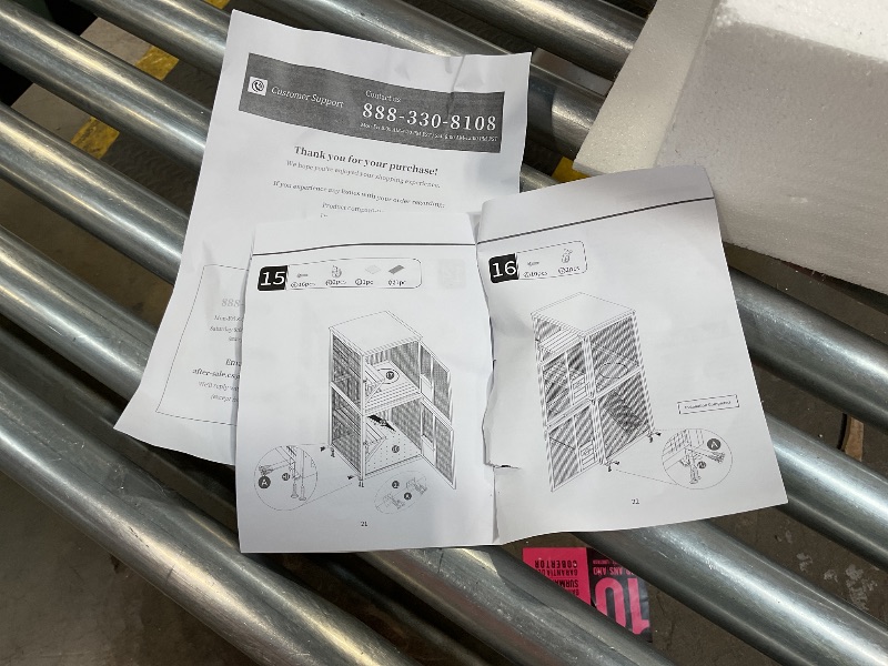 Photo 1 of **OPEN HARDWARE** Generic Catio Outdoor Cat Enclosure, Multi-Level Catio for Cats, Large Grey Enclosure with 3 Tiers, 3 Doors, Wheels, Removable Tray, Wire Cage, Solid Base, Suitable for Indoor and Outdoor Use
