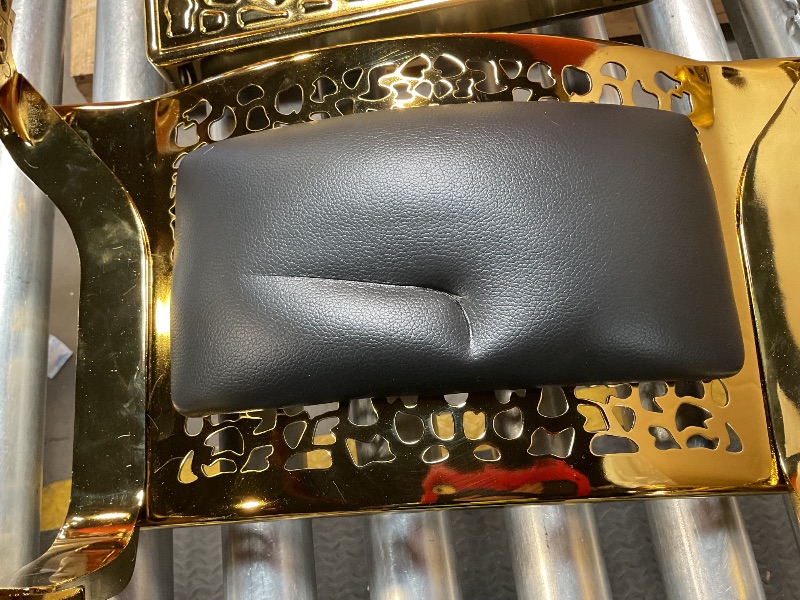 Photo 5 of **MINOR SCRATCHES ON FOOT REST PAD, SEE PICTURES, OPEN HARDWARE** Kaleurrier Hair Styling Chair Reclining: Men’s Barber Chairs for Barber Station - Heavy Duty Salon Chair with Footrest for Hair Stylist Wide Seat Gold and Black