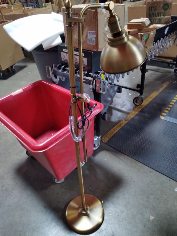 Photo 1 of ***POSSIBLY FOR PARTS MISSING ASSEMBLY PIECE SHADE IS UNSTABLE ( WOBBLY)**** VONLUCE Floor Lamp for Living Room, 65" Industrial Brass Floor Lamp Adjustable Height & Head Vintage Metal Standing Reading Pole Lamp for Bedroom, Office, Farmhouse