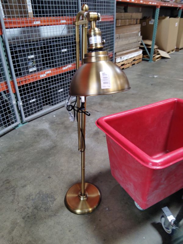 Photo 1 of ***POSSIBLY FOR PARTS MISSING ASSEMBLY PIECE SHADE IS UNSTABLE ( WOBBLY)**** VONLUCE Floor Lamp for Living Room, 65" Industrial Brass Floor Lamp Adjustable Height & Head Vintage Metal Standing Reading Pole Lamp for Bedroom, Office, Farmhouse