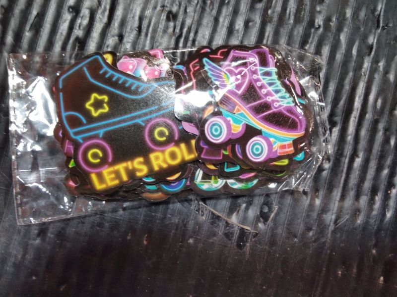 Photo 1 of 120PCS Neon Roller Skate Stickers Roller Skating Party Favors Birthday Party Decorations Vinyl Waterproof Stickers for Water Bottle Laptop Luggage Helmet