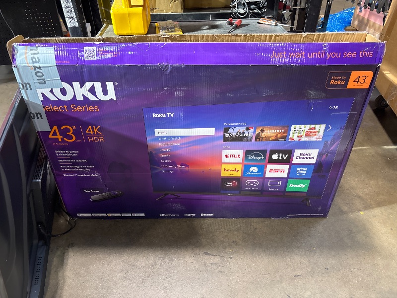 Photo 1 of *** SCREEN FLICKERS AFTER BEING POWERED ON FOR MORE THAN 5 MINS/ POSSIBLY FOR PARTS*** Roku 43-Inch Smart TV 2026 - Select Series, 4K HDR TV - RokuTV