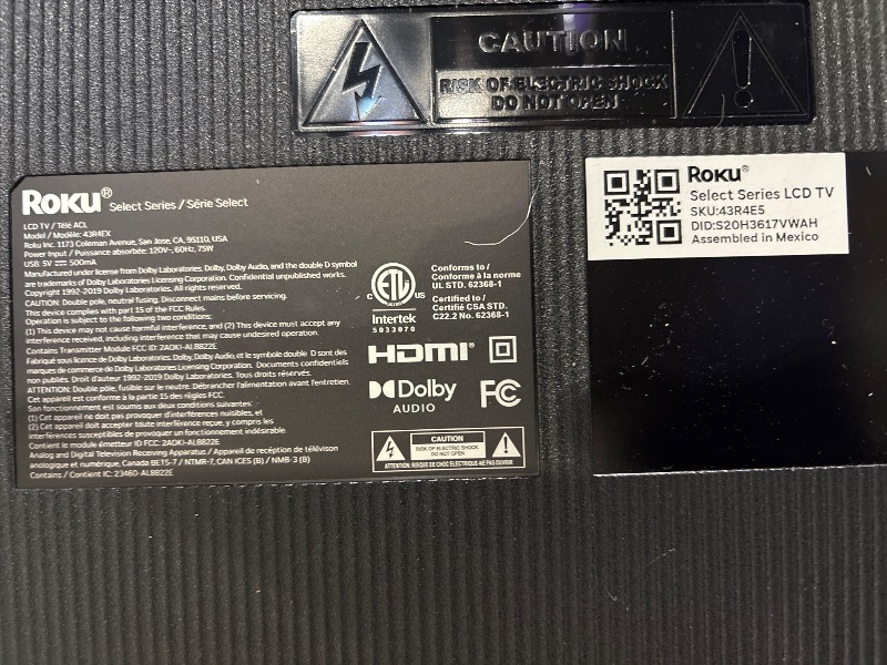 Photo 1 of *** SCREEN FLICKERS AFTER BEING POWERED ON FOR MORE THAN 5 MINS/ POSSIBLY FOR PARTS*** Roku 43-Inch Smart TV 2026 - Select Series, 4K HDR TV - RokuTV