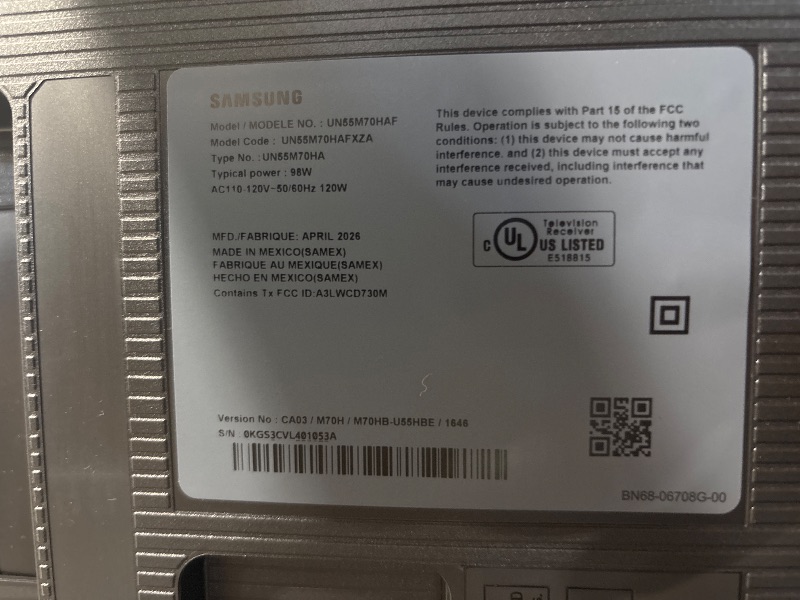 Photo 1 of ****FOR PARTS ONLY DISPLAY DAMAGED AND Separating FROM FRAMING**** Samsung Mini LED M70H 4K Vision AI TV