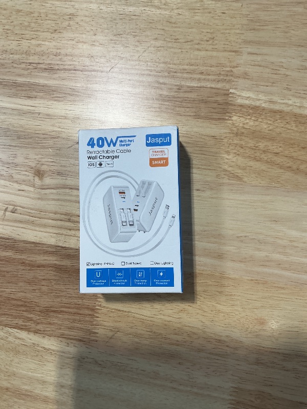 Photo 1 of 4 in 1 Retractable Wall Charger with Dual Cables,40W Retractable Phone Charger Wall Plug with Dual USB Ports,20W USB C Chargers Block Fast Charging for iPhone 17 16 15 14 13,LG, Galaxy S24 23,Pixel