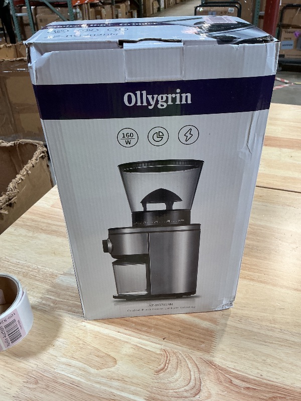 Photo 1 of **FOR PARTS/ NON-FUNCTIONAL*** Ollygrin Burr Coffee Grinder, Electric Conical Coffee Bean Grinder With 30 Adjustable Grind Settings For 2-12 Cups, Sliver & Black
