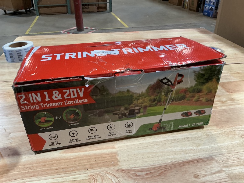 Photo 1 of ***NON FUNCTIONAL***PARTS ONLY*** VARSK 12 Inch 20V Cordless Weed Wacker with Automatic Line Feed, 2 in 1 String Trimmer and Edger, Includes 2 X 2.0Ah Batteries/1 X Charger/6 X Replacement Spools, Weed Eater for Lawn, Garden, etc