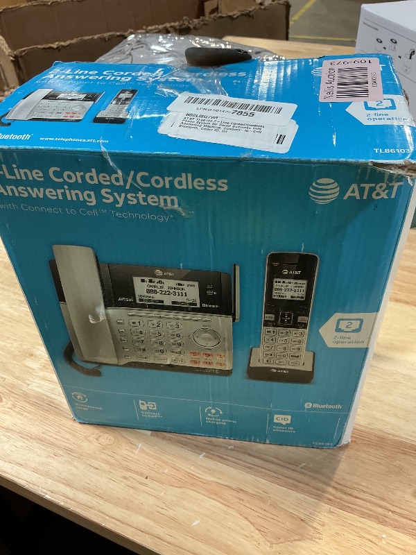 Photo 1 of ***DIRTY/ HEAVILY USED*** AT&T TL86103 2-Line Corded/Cordless Phone System for Small Business with Answering Machine, Connect-to-Cell Bluetooth, Caller ID, Intercom, Long Range & Expandable to 12 Handsets (Silver/Black)