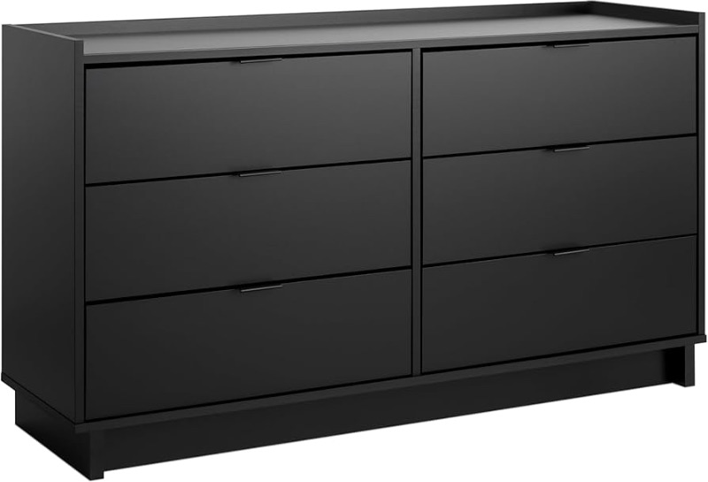 Photo 1 of ****STOCK PHOTO FOR REFERENCE ONLY****Prepac Simply Modern 6-Drawer Double Dresser for Bedroom, Chest of Drawers, Modern Bedroom Furniture, 52.5” wide x 16” deep x 29.5” tall, Black