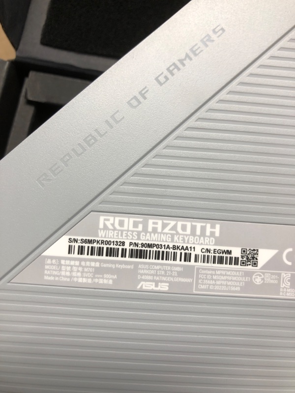 Photo 1 of ASUS ROG Azoth 75% Wireless DIY Custom Gaming Keyboard, OLED Display, Three-Layer Dampening, Hot-Swappable ROG NX Snow Switches & Keyboard Stabilizers, PBT Keycaps, RGB-White