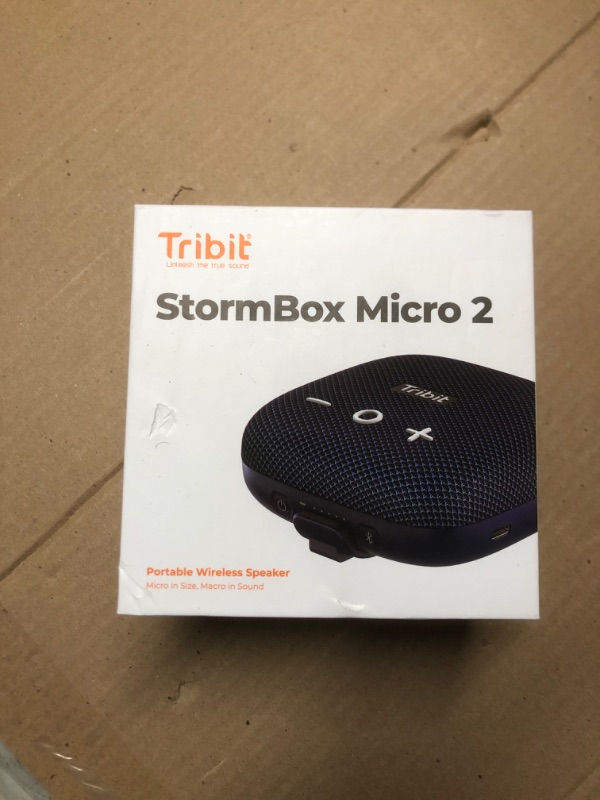 Photo 1 of Tribit StormBox Micro 2 Portable Speaker: 90dB Loud Sound Deep Bass IP67 Waterproof Small Speaker Built-in Strap, 12H Long Battery Powerbank for Outdoor Camping Biking, 120ft Range (Pure Blue)