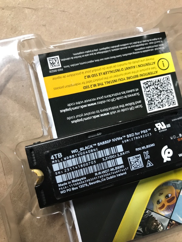 Photo 1 of ***PARTS ONLY******NON REFUNDABLE***WD_BLACK 4TB SN850P NVMe M.2 SSD Officially Licensed Storage Expansion for PS5 Consoles, up to 7,300MB/s, with heatsink - WDBBYV0040BNC-WRSN,Black