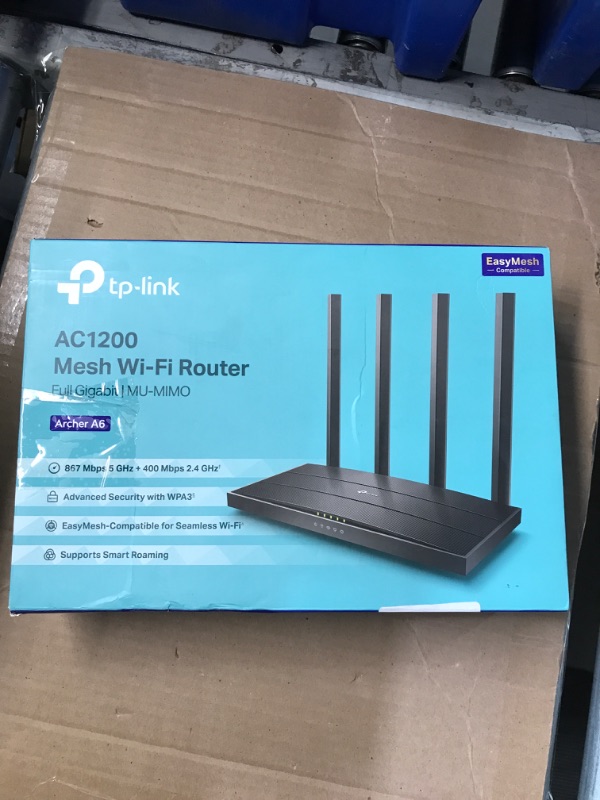 Photo 1 of TP-Link AC1200 Gigabit WiFi Router (Archer A6) - Dual Band MU-MIMO Wireless Internet Router, 4 x Antennas, OneMesh and AP mode, Long Range Coverage