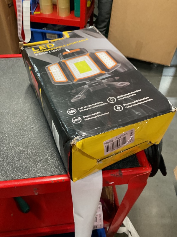 Photo 1 of Tresda 30W Rechargeable Work Light, 3000 Lumen Magnetic Work Light Battery Powered, Waterproof Portable Cordless Job Site Lighting for Construction Site, Workshop, Garage, Camping, and Car Repairing